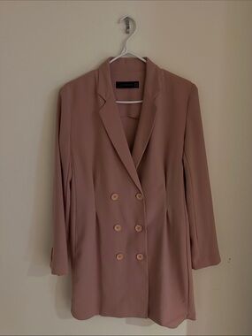 Double-Breasted Blush Pink Women's Blazer Jacket